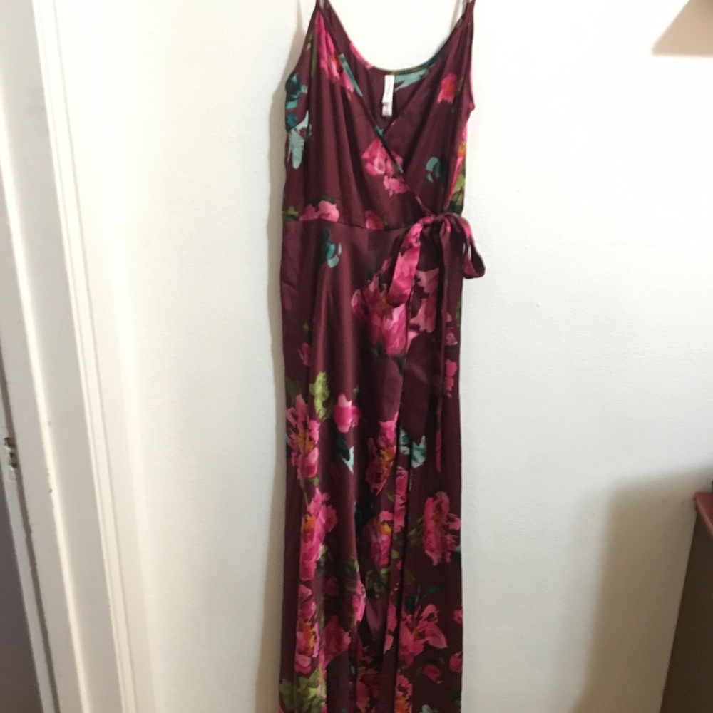 Floral Silk Faux Wrap Dress